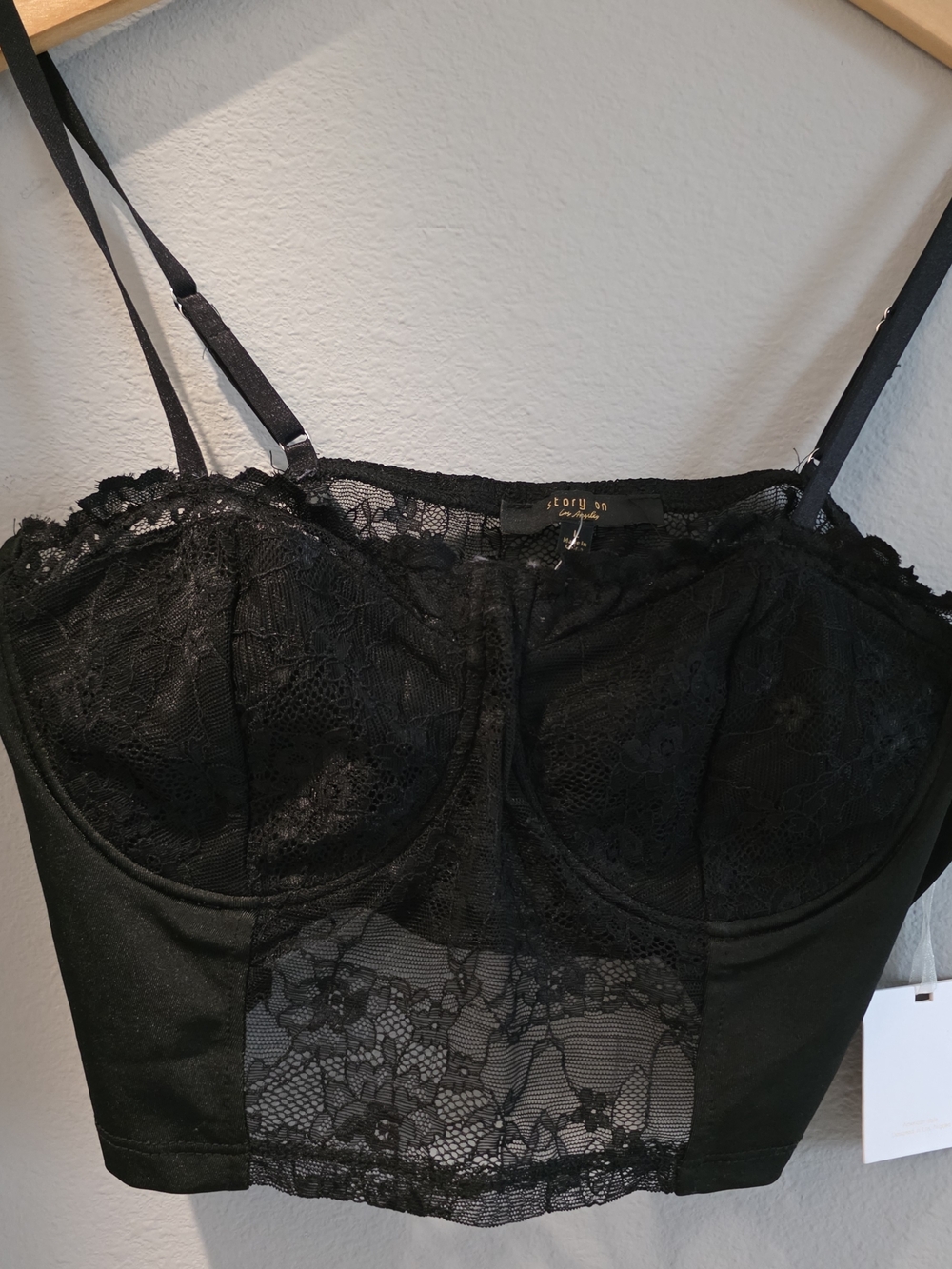Black Lace Bustier Crop Button-Down Shirt